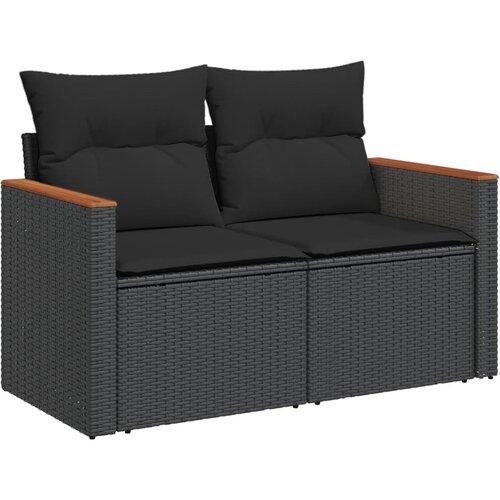  10-dijelni set vrtnih sofa s jastucima crni od poliratana Crna 62 x 62 x 69 cm Slike