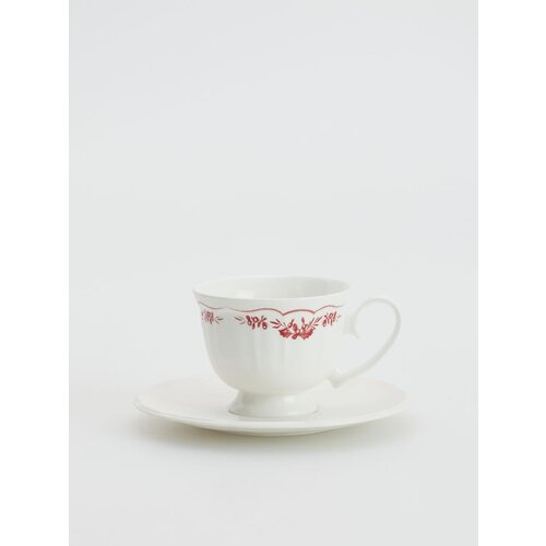 Reserved porcelanasta skodelica s krožnikom - burgundy Cene