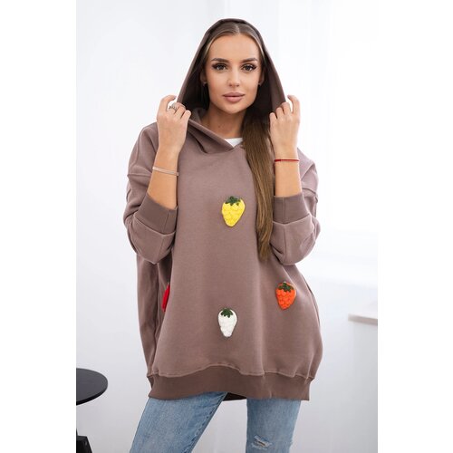 Kesi Insulated sweatshirt with mocha motif of strawberries Cene
