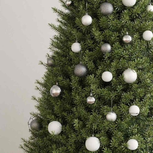  120-dijelni set božićnih kuglica s vrhom 300 LED bijelo-sive Slike