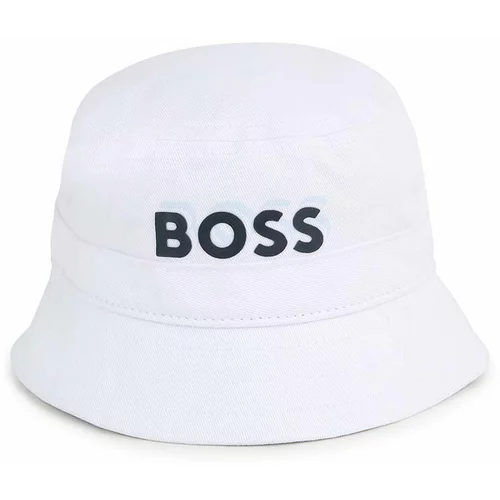 Boss Otroški bombažni klobuk bela barva