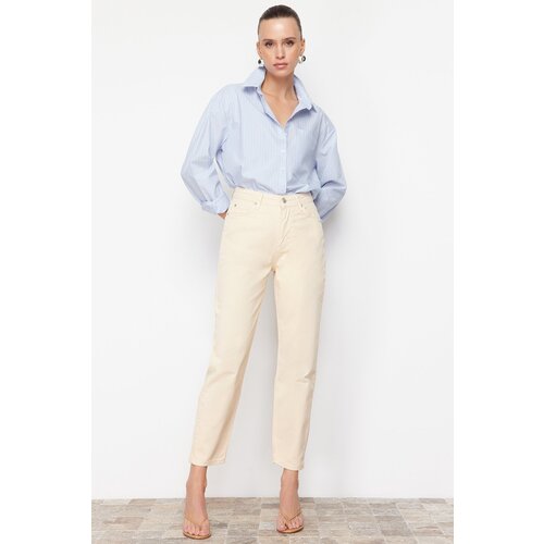 Trendyol Beige High Waist Mom Jeans Cene