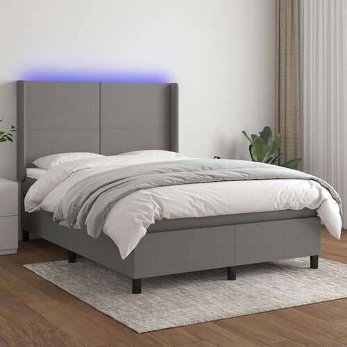 The Living Store Box spring postelja z vzmetnico LED temno siva 140x190 cm blago - Box Spring Postelja, (21520886) Cene