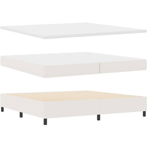  LED Box Spring Krevet s uzglavljem Krema i bijela 200 x 200 cm Slike