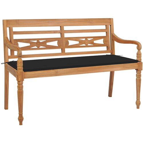 vidaXL klop batavia s črno blazino 120 cm trdna tikovina Cene