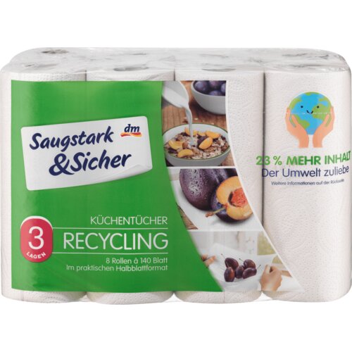 Saugstark&Sicher 3-slojni, recikliranii kuhinjski ubrusi, 8x140 listiova 8 kom Cene