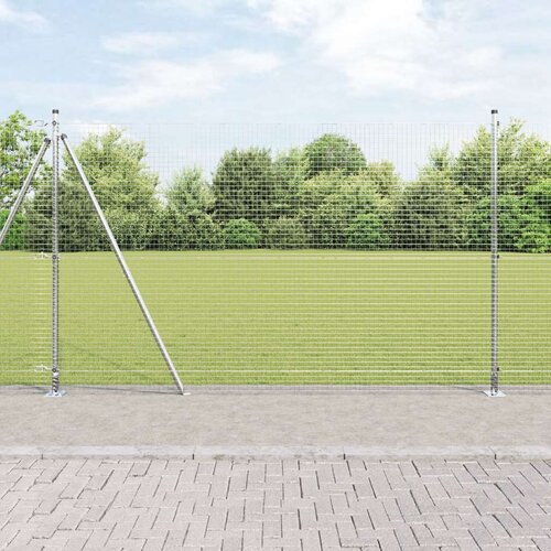 VidaXL Varjena žična ograja s 13 stebri 1.5x50 m galvanizirano jeklo Slike