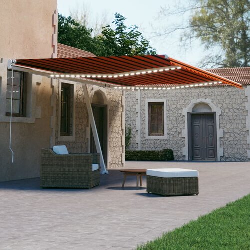 vidaXL Avtomatska tenda LED + senzor 600x300 cm oranžna/rjava Cene