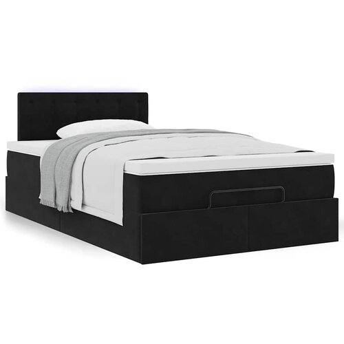 VidaXL Otomanski posteljni okvir z vzmetnico črn 120x190 cm žamet Slike