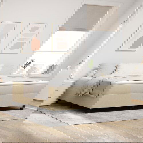 vidaXL Postelja na vzmeti z Blazino Svetlo Zeleno Sivo Super Kraljeva Žametna Tkanina Cene