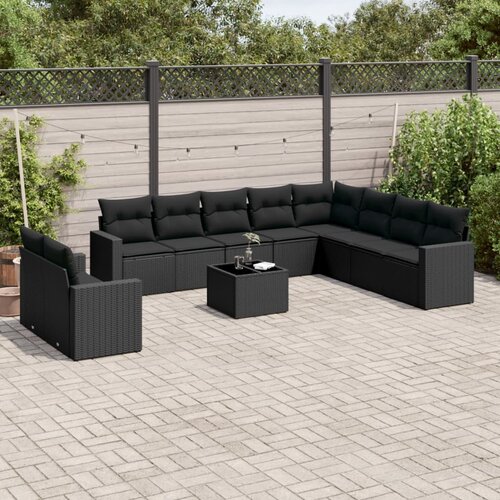  11-dijelni set vrtnih sofa od poliratana s jastucima crni Cijene