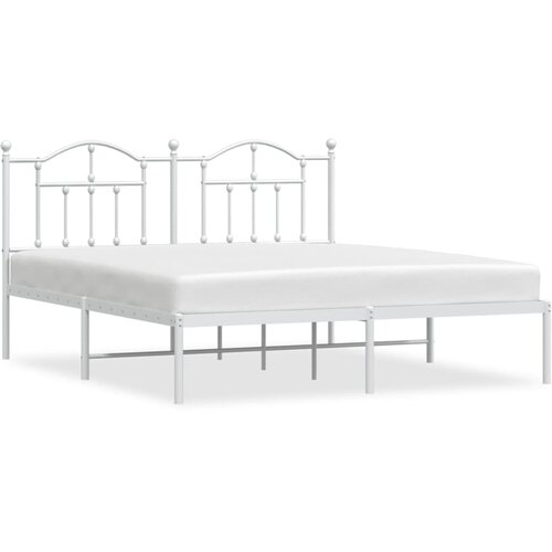 VidaXL Kovinski posteljni okvir z vzglavjem bel 183x213 cm, (20881978) Slike