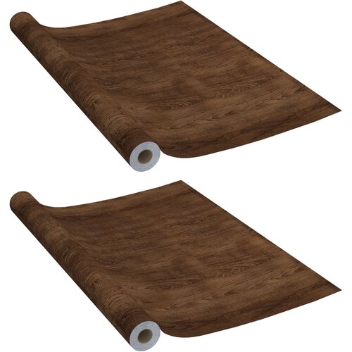 vidaXL Samolepilna folija za pohi&scaron;tvo 2 kosa temni hrast 500x90 cm PVC, (20770382) Cene