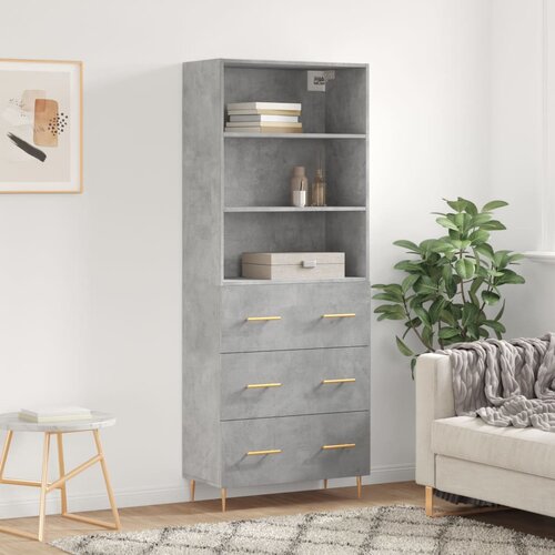 The Living Store Visoka komoda betonsko siva 69,5x34x180 cm inženirski les - Visoka Omarica, (21435488) Slike