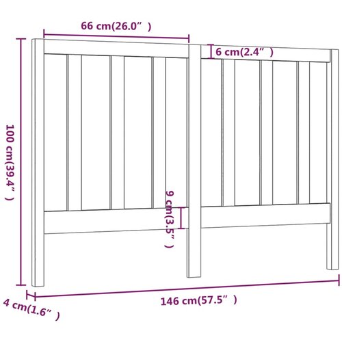  Uzglavlje za krevet boja meda 146 x 4 x 100 cm masivna borovina Slike
