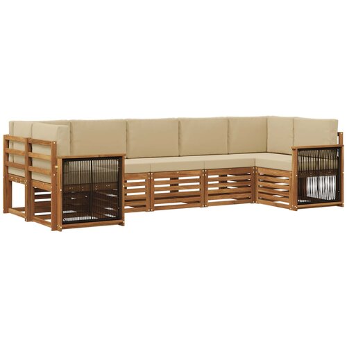 vidaXL Kotna sedežna garnitura z blazino 6 pcs Naravna, (5000283830) Cene