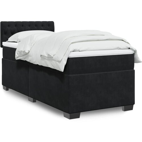  The Living Store Box spring postelja z vzmetnico črn 90x190 cm žamet - Box Spring Postelja, (21492993) Cene