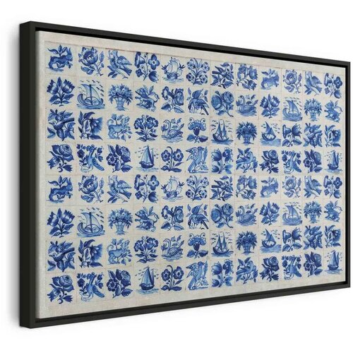  Slika - Azulejos tiles &ndash; traditional Portuguese ceramic tiles 60x40 U crnom drvenom okviru Cijene