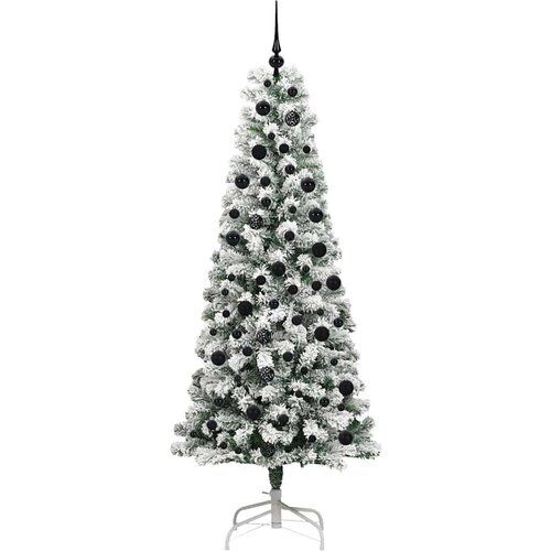 VidaXL Umjetno božićno drvce s nogom Zelena i bijela 210 cm PVC Slike