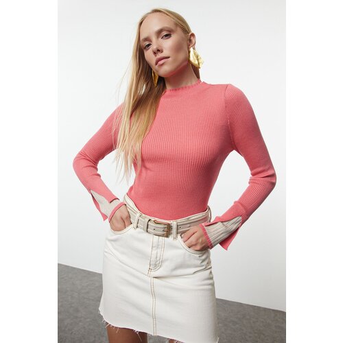 Trendyol pink premium quality color block knit sweater Slike