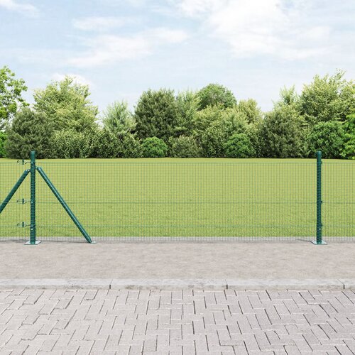 VidaXL varjena žična ograja z 13 stebri z obrobami Zelena 0.4x100 m Jeklo Slike
