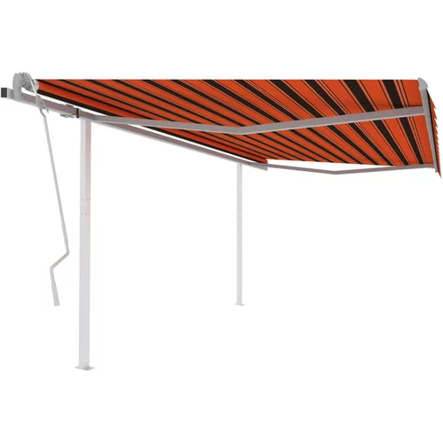  Ročno zložljiva tenda s stebrički 4x3,5 m oranžna in rjava