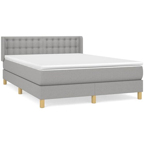  Krevet s oprugama i madracem svjetlosivi 140x190 cm od tkanine Slike