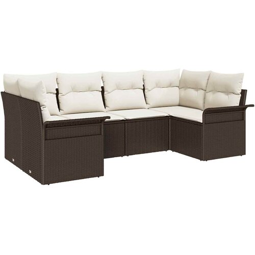 vidaXL Vrtna sedežna garnitura z blazino 6 pcs Rjava Poly ratan, (5000145162) Cene