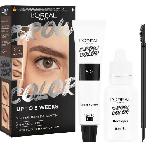 L'Oréal Paris Brow Color Semi-Permanent Eyebrow Tint barva za obrvi 1 kos Odtenek 5.0 brunette