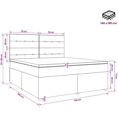  Boxspring krevet s madracem Plava 140 x 190 cm Bar&amp;scaron;un Slike