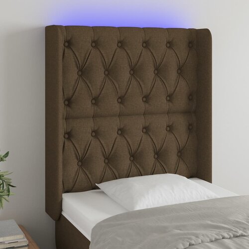  LED uzglavlje tamnosmeđe 83x16x118/128 cm od tkanine Cene