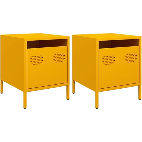 Maison Chic Dvo delni komplet Nočne omarice - Nočne mize gorčično rumena 35x39x43,5 cm jeklo, (21689466) Cene