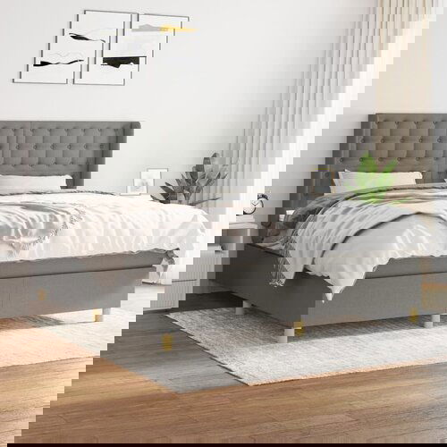  The Living Store Box spring postelja z vzmetnico temno siva 160x200 cm blago - Box Spring Postelja, (21502859) Slike
