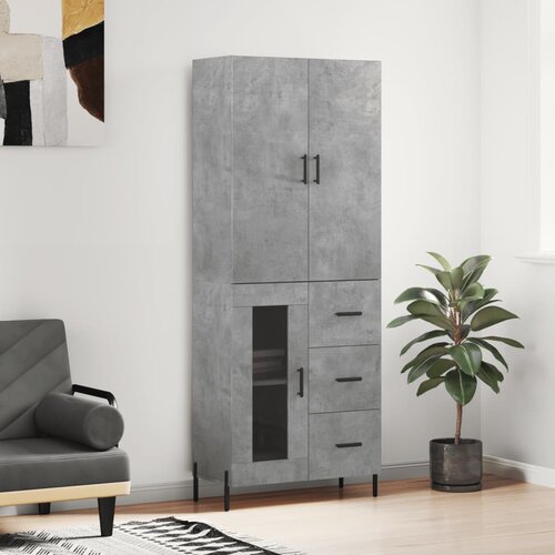 vidaXL Visoka komoda betonsko siva 69,5x34x180 cm inženirski les Cene