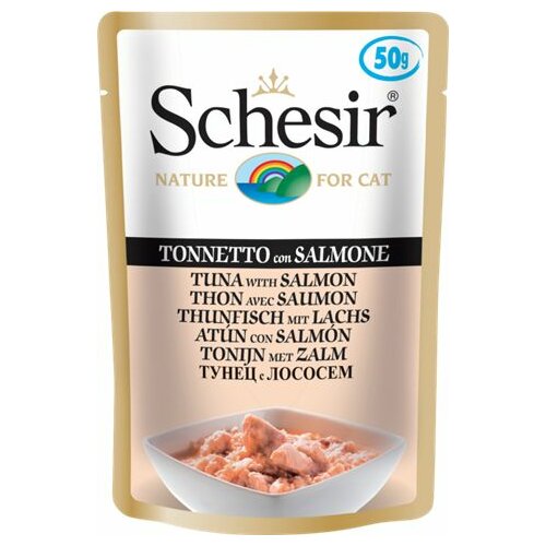 Schesir hrana u kecici za mačke preliv tunjevina i losos 50gr Cene