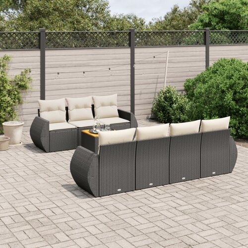 vidaXL 8-dijelni set vrtnih sofa od poliratana s jastucima crni Cijene