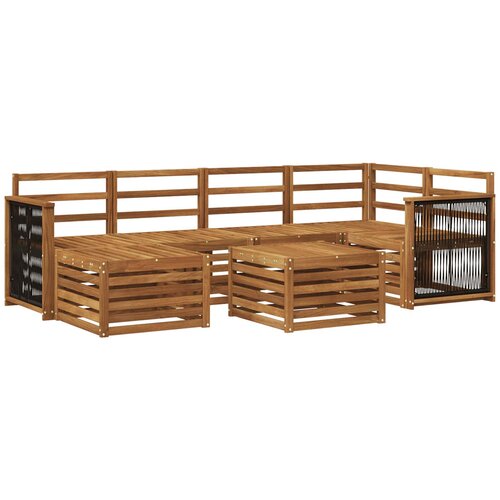 vidaXL Kotna sedežna garnitura 6 pcs Naravna Masiven les akacije, (5000283824) Cene