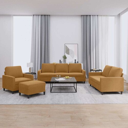  4-dijelni set sofa s jastucima smeđi bar&amp;scaron;unasti Slike