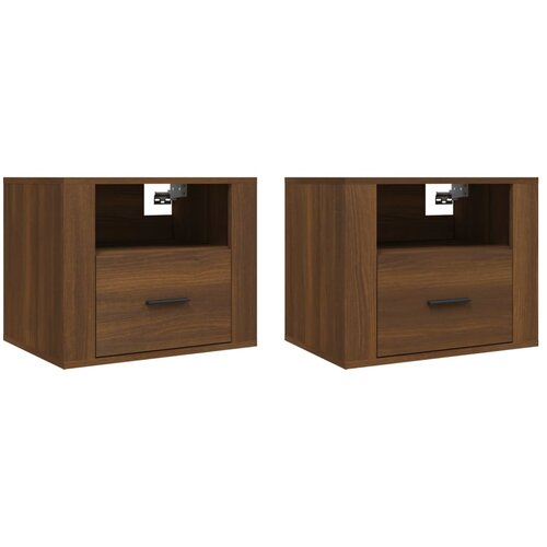 Maison Chic Stenski Dvo delni komplet Nočne omarice - Nočne mize rjav hrast 50x36x40 cm, (21688018) Slike