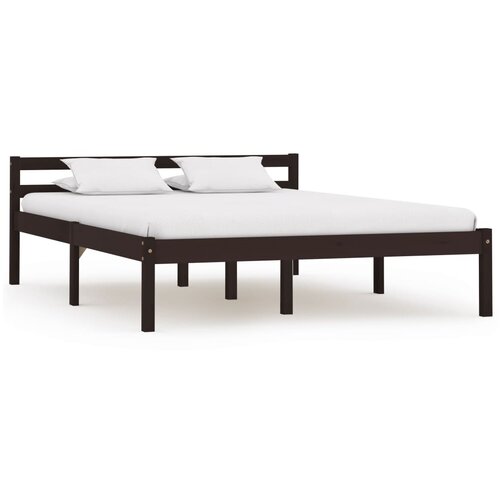 VidaXL Okvir za krevet od masivne borovine tamnosmeđi 120 x 200 cm Slike