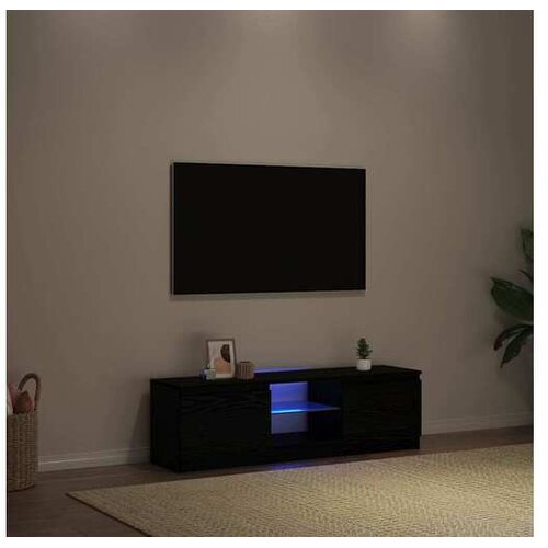 vidaXL TV ormarić s LED svjetlima crni hrast 120x30x36 cm inženjerski drvo - Crni hrast 120 x 30 x 36 cm Cijene