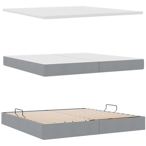  Krevet s madracem i skladi&amp;scaron;tem Svijetlo siva 200 x 200 cm Slike