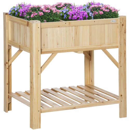 Outsunny dvignjena zelenjavna vrtna greda s 6 predali, zunanji zaboj za sadike iz smrekovega lesa, 78,5x58x81cm, (20755543) Slike
