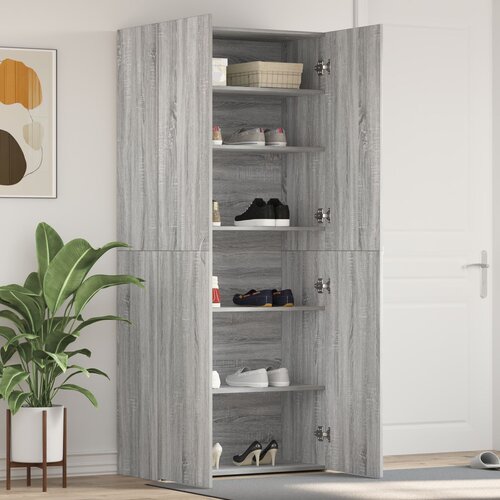 vidaXL Kabinet za čevlje Siva Sonoma 80x35,5x180 cm Inženirski les Cene