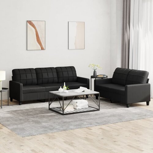  2-dijelni set sofa s jastucima crni od umjetne kože Cijene