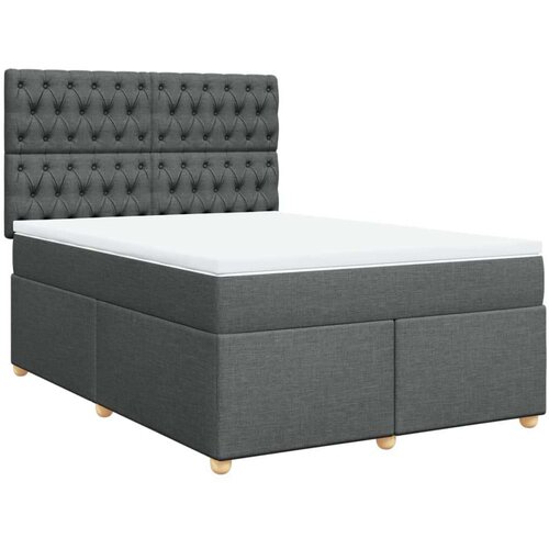 VidaXL Okvir kreveta s oprugama i madrac svjetlosivi 160x200cm tkanina Slike