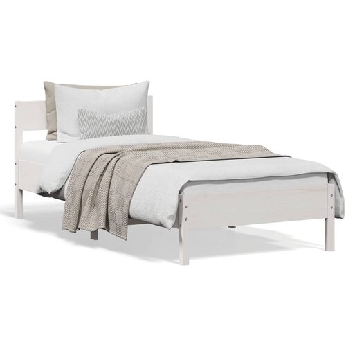 VidaXL Okvir kreveta s uzglavljem bijeli 75x190 cm od borovine Slike