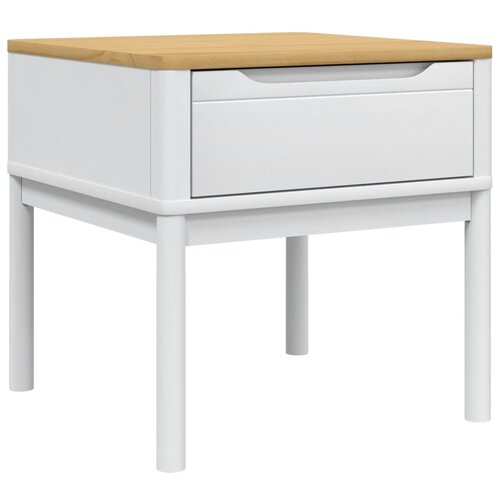 Maison Chic Nočna omarica - Nočna miza - Mizica za svetilko FLORO bela 55x55x54 cm trdna borovina, (21687105) Cene