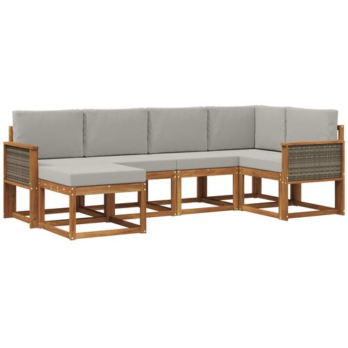vidaXL Zunanja garnitura za sedenje 6 pcs Naravna in svetlo siva, (5000281945) Cene