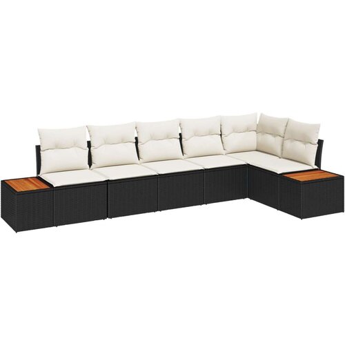  Set vrtnih sofa s jastučićima u crnom poli ratan Slike